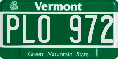 VT license plate PLO972
