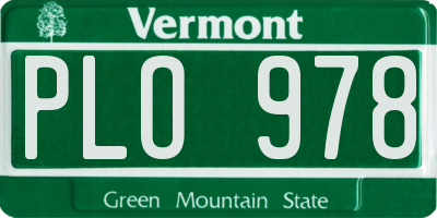 VT license plate PLO978