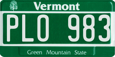 VT license plate PLO983