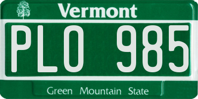 VT license plate PLO985