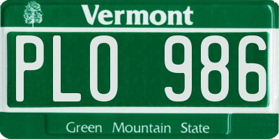 VT license plate PLO986