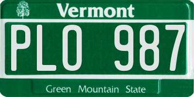 VT license plate PLO987