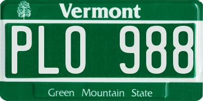 VT license plate PLO988