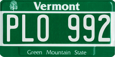 VT license plate PLO992