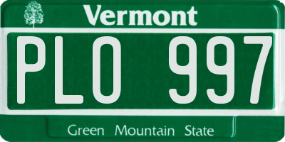 VT license plate PLO997