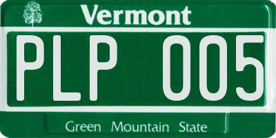 VT license plate PLP005