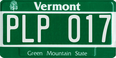 VT license plate PLP017