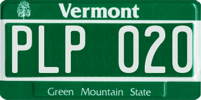 VT license plate PLP020
