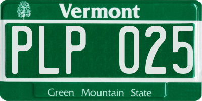 VT license plate PLP025