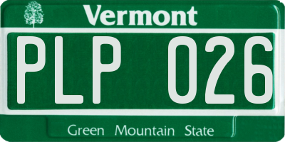 VT license plate PLP026