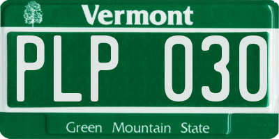 VT license plate PLP030