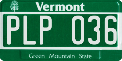 VT license plate PLP036