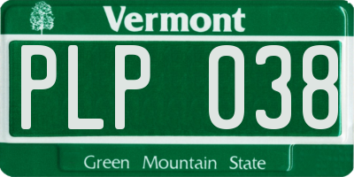 VT license plate PLP038