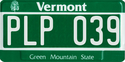 VT license plate PLP039