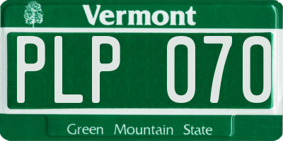 VT license plate PLP070