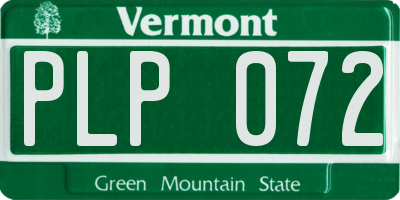 VT license plate PLP072