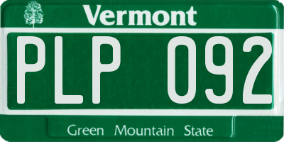 VT license plate PLP092