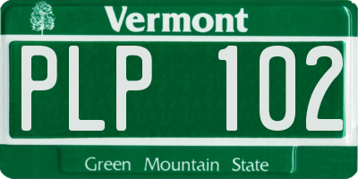 VT license plate PLP102