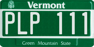 VT license plate PLP111