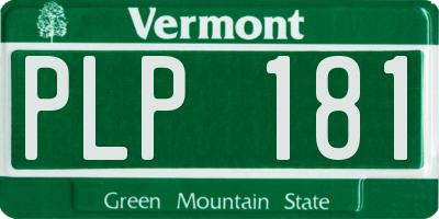 VT license plate PLP181