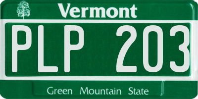 VT license plate PLP203
