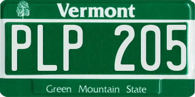 VT license plate PLP205