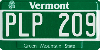 VT license plate PLP209