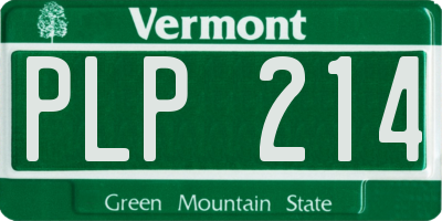 VT license plate PLP214