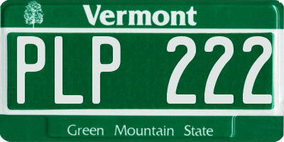 VT license plate PLP222