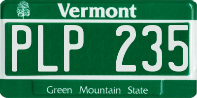 VT license plate PLP235