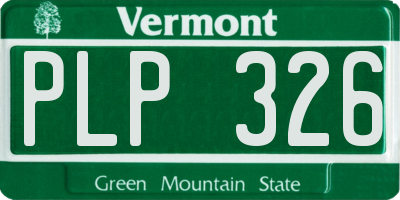 VT license plate PLP326