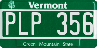 VT license plate PLP356