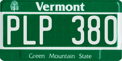 VT license plate PLP380