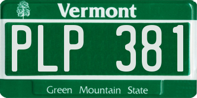 VT license plate PLP381