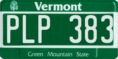 VT license plate PLP383