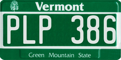 VT license plate PLP386