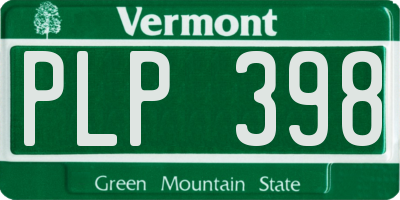 VT license plate PLP398