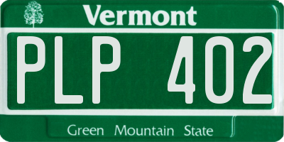 VT license plate PLP402