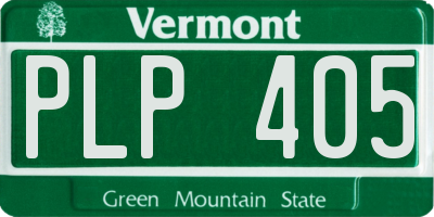 VT license plate PLP405