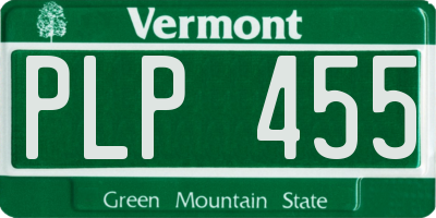 VT license plate PLP455