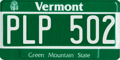 VT license plate PLP502