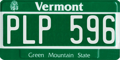 VT license plate PLP596