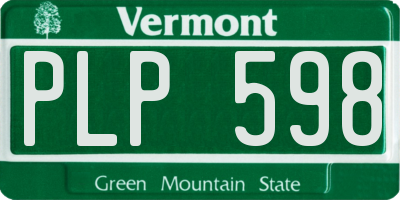 VT license plate PLP598