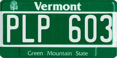 VT license plate PLP603