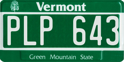 VT license plate PLP643