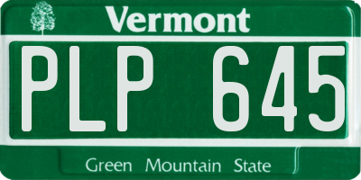 VT license plate PLP645