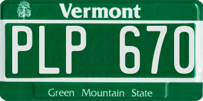 VT license plate PLP670