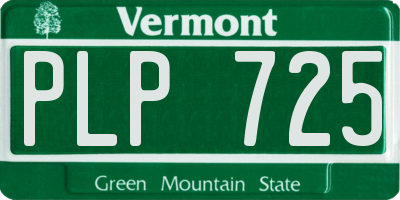 VT license plate PLP725