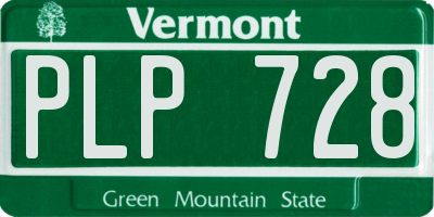 VT license plate PLP728