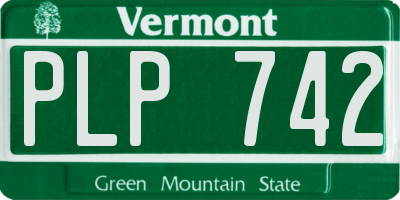 VT license plate PLP742